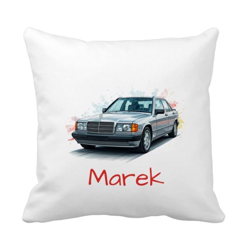Poduszka Mercedes w124 srebrny z dowolnym imieniem