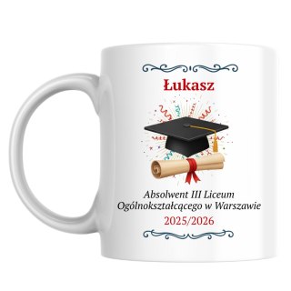 Kubek Absolwent z dowolnym imieniem, datą i nazwą szkoły