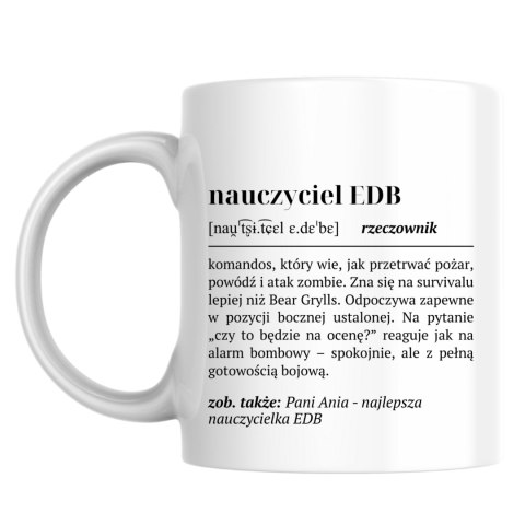 Kubek Definicja nauczyciela EDB z dowolnym imieniem