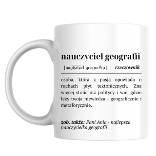 Kubek Definicja nauczyciela geografii z dowolnym imieniem