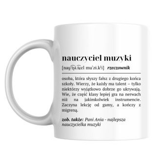 Kubek Definicja nauczyciela muzyki z dowolnym imieniem