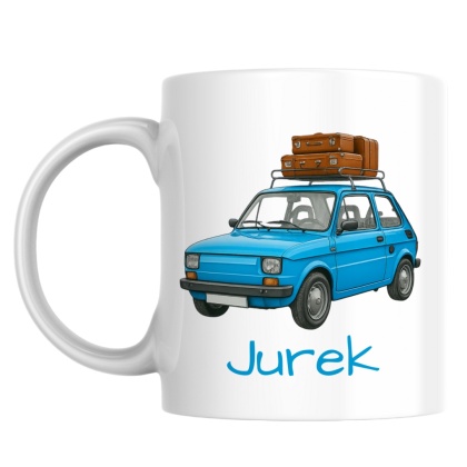 Kubek Fiat 126p Maluch niebieski z dowolnym imieniem