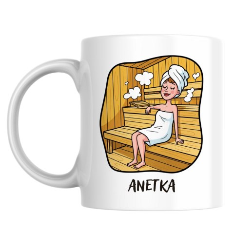 Kubek Kobieta lubiąca saunę z dowolnym imieniem