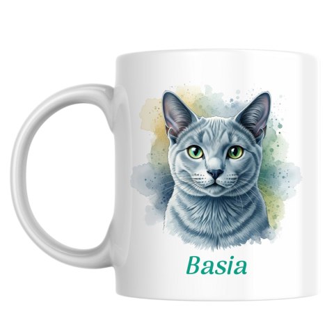 Kubek Kot rosyjski niebieski (Russian Blue) z dowolnym imieniem