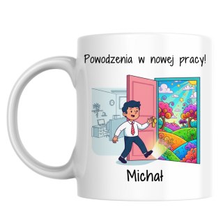 Kubek Powodzenia w nowej pracy z dowolnym imieniem