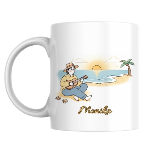 Kubek Ukulele na plaży z dowolnym imieniem