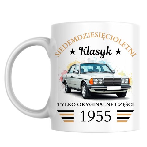 Kubek z klasycznym samochodem na urodziny z dowolnym rocznikiem
