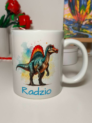 Kubek z dinozaurem spinozaur z dowolnym imieniem