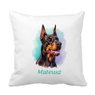 Poduszka Doberman z dowolnym imieniem