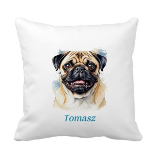 Poduszka Mops z dowolnym imieniem