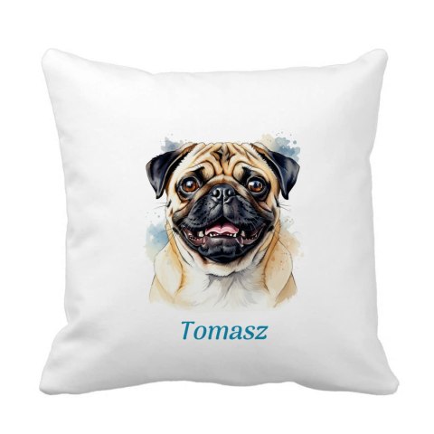 Poduszka Mops z dowolnym imieniem