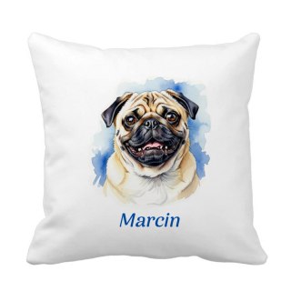 Poduszka Mops z dowolnym imieniem
