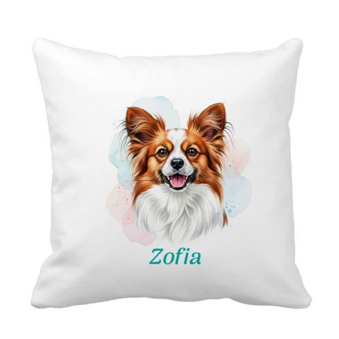 Poduszka Papillon, spaniel kontynentalny miniaturowy z dowolnym imieniem