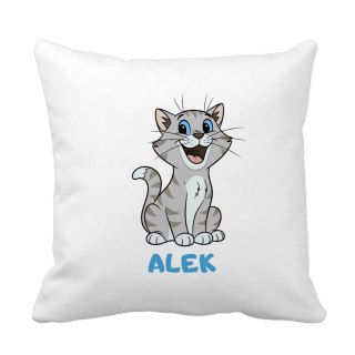 Poduszka Siwy kotek z dowolnym imieniem