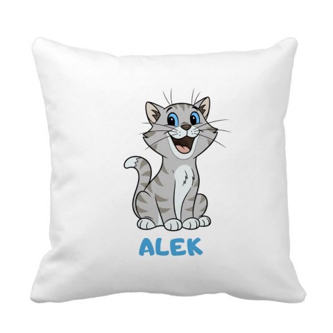 Poduszka Siwy kotek z dowolnym imieniem