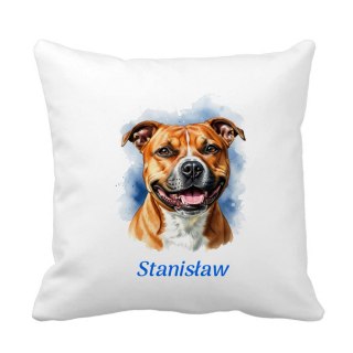 Poduszka Staffordshire Bull Terrier (Staffik) z dowolnym imieniem
