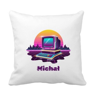Poduszka Synthwave komputer z dowolnym imieniem