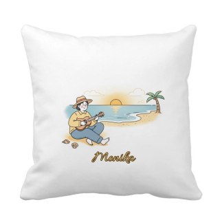 Poduszka Ukulele na plaży z dowolnym imieniem