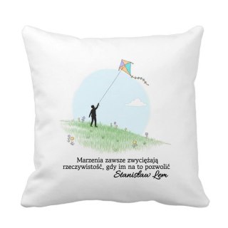 Poduszka motywujący z cytatem S. Lema - marzenia