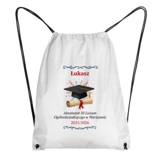 Worek Absolwent z dowolnym imieniem, datą i nazwą szkoły