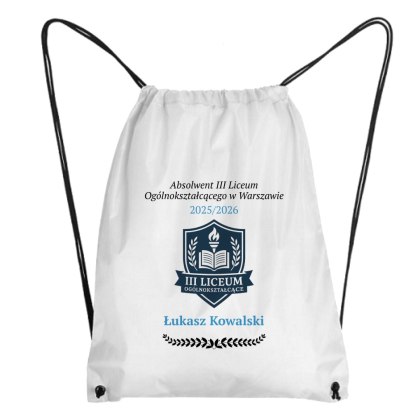 Worek Absolwent z dowolnym imieniem, logo i nazwą szkoły