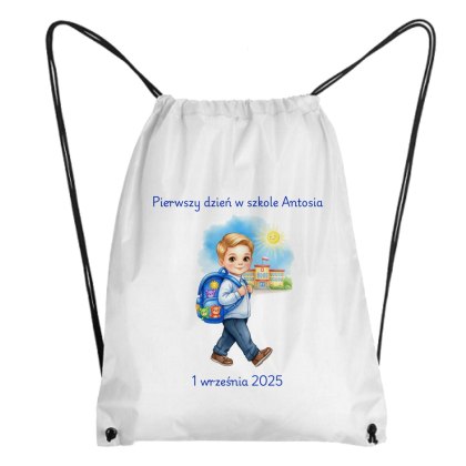 Worek Pierwszy dzień w szkole - chłopiec z dowolnym imieniem i datą
