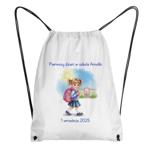 Worek Pierwszy dzień w szkole - dziewczynka z dowolnym imieniem i datą