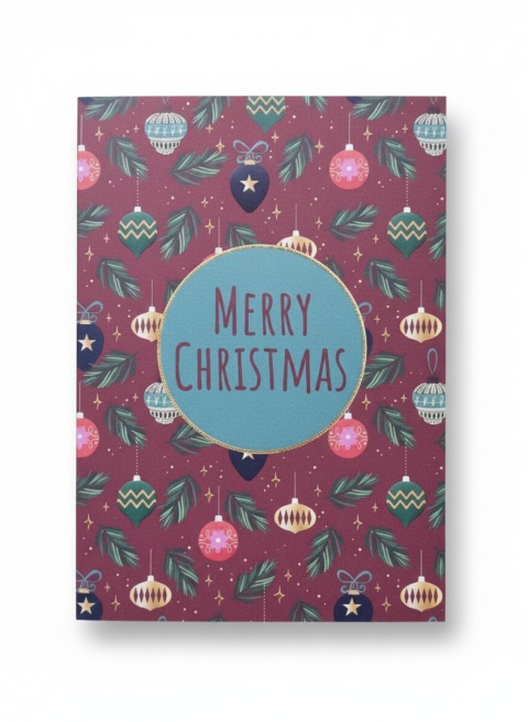 Kartka świąteczna bordowa z możliwością dodania własnych życzeń