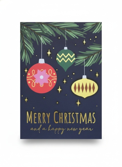 Kartka świąteczna granatowa z możliwością dodania własnych życzeń
