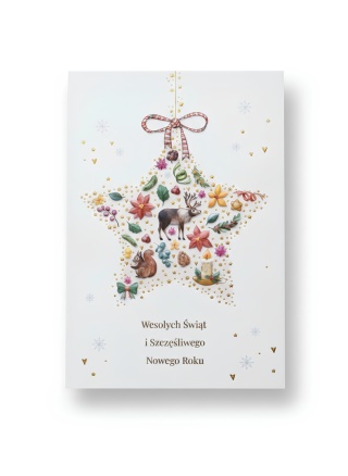Kartka świąteczna gwiazdka z możliwością dodania własnych życzeń
