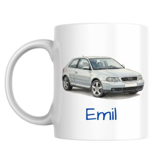 Kubek Audi A3 8L srebrne z dowolnym imieniem