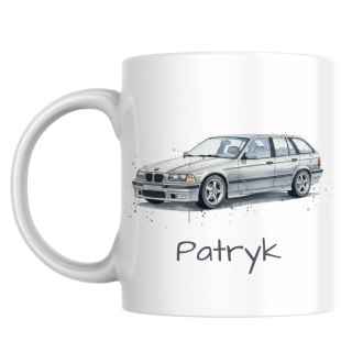 Kubek BMW E36 touring kombi srebrne z dowolnym imieniem