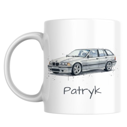 Kubek BMW E36 touring kombi srebrne z dowolnym imieniem