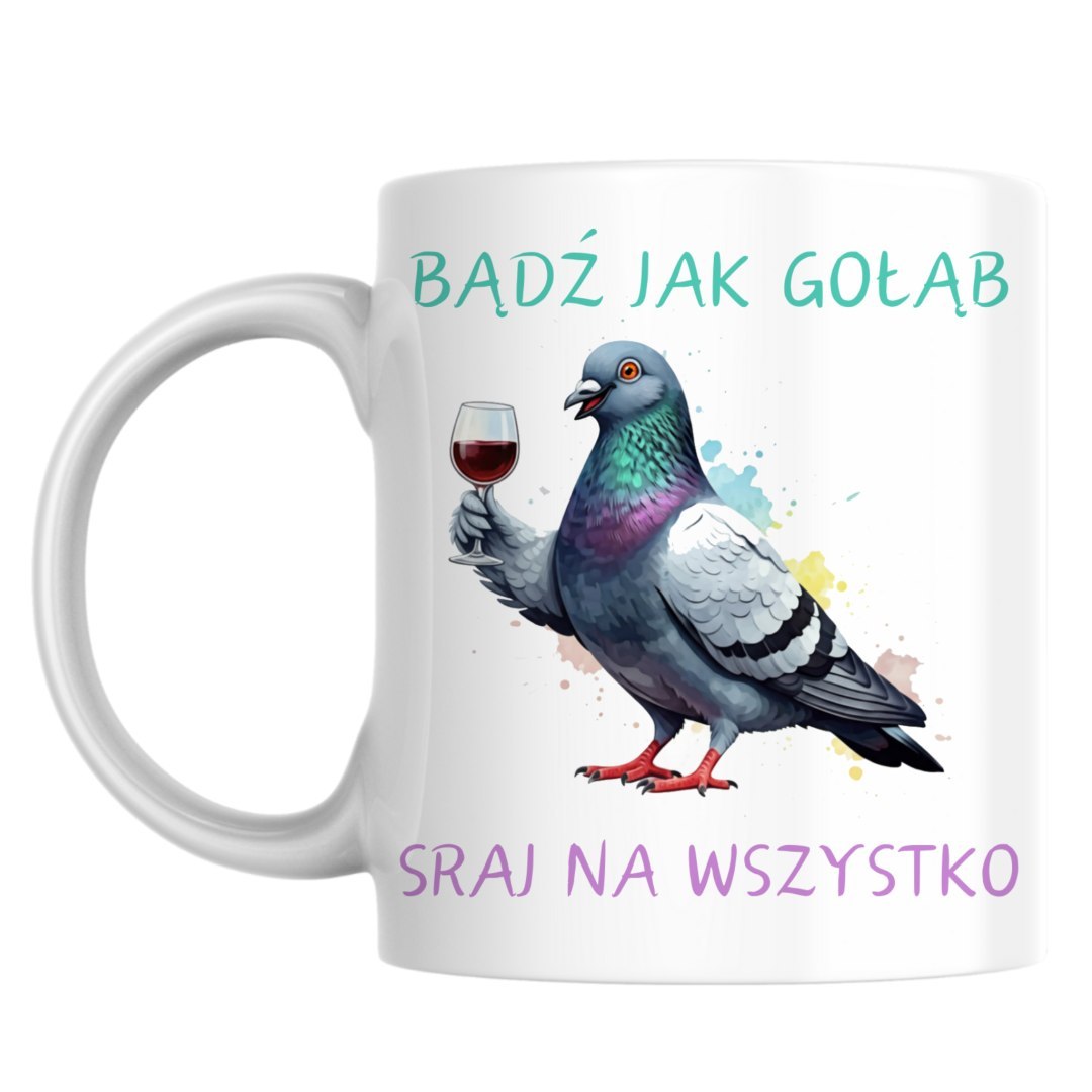 Śmieszny kubek z gołębiem