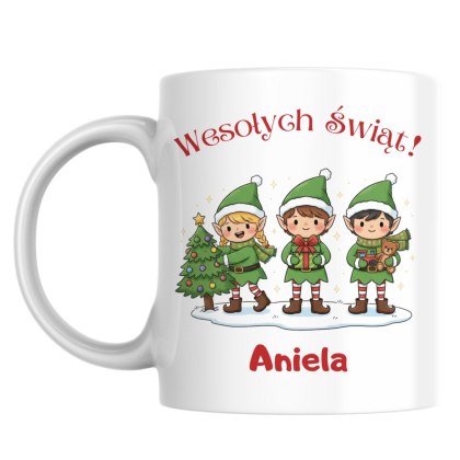 Kubek Elfy bożonarodzeniowe z dowolnym imieniem