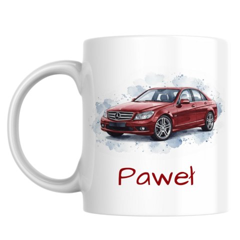Kubek Mercedes W204 C klasa czerwony z dowolnym imieniem
