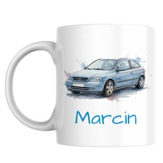 Kubek Opel Astra G błękitny z dowolnym imieniem