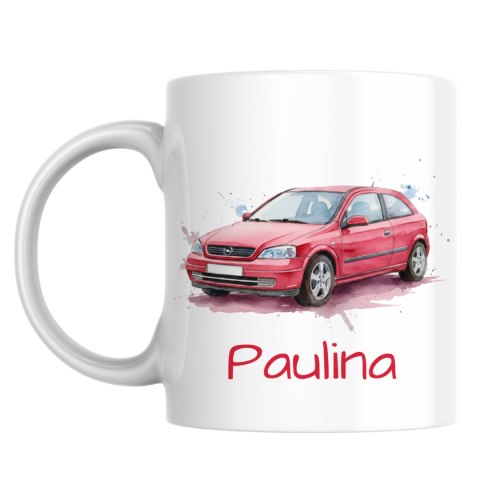 Kubek Opel Astra G czerwony z dowolnym imieniem