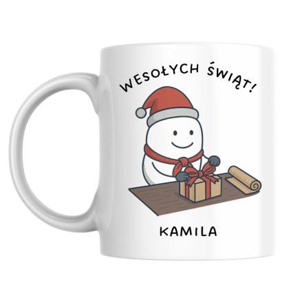Kubek Pakowanie prezentów świątecznych z dowolnym imieniem