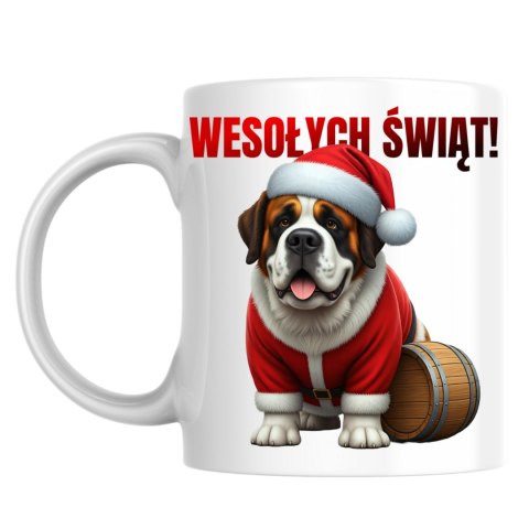 Kubek Pies Bernardyn w stroju Świętego Mikołaja