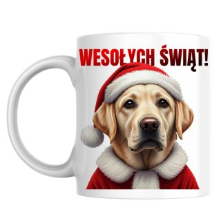 Kubek Pies Labrador w stroju Świętego Mikołaja