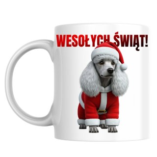 Kubek Pies Pudel w stroju Świętego Mikołaja