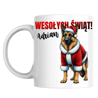 Kubek Pies Świąteczny owczarek niemiecki z dowolnym imieniem