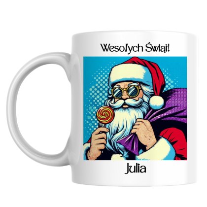 Kubek Pop-Art Święty Mikołaj z dowolnym imieniem
