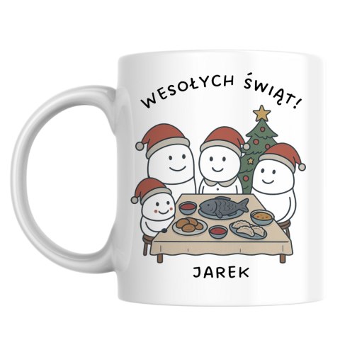 Kubek Rodzina przy wigilijnym stole z dowolnym imieniem