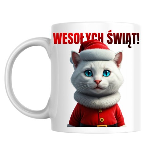 Kubek Śnieżnobiały świąteczny kot