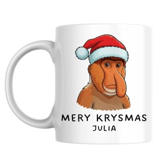 Kubek Świąteczny Nosacz Mery Krysmas z dowolnym imieniem