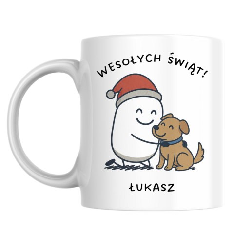 Kubek Świąteczny piesek z dowolnym imieniem