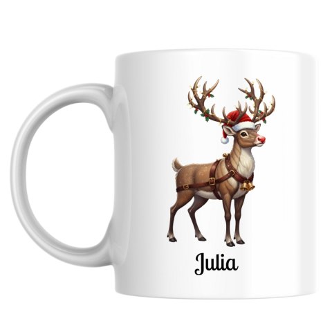 Kubek Świąteczny renifer z dowolnym imieniem z dowolnym imieniem