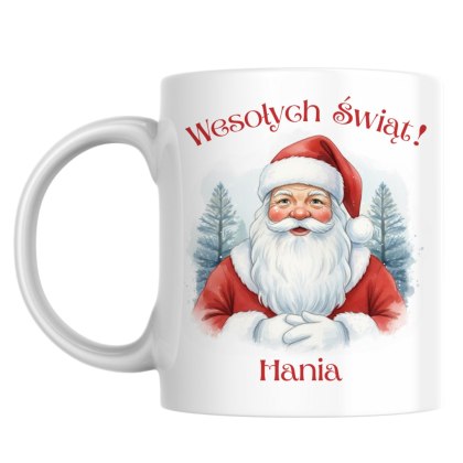 Kubek Święty Mikołaj Wesołych Świąt z dowolnym imieniem